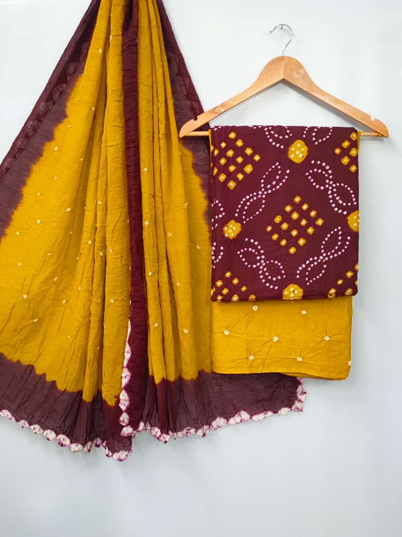 Best quality Bandhani Cotton Suit Set with Cotton Dupatta - TSPSMBD7