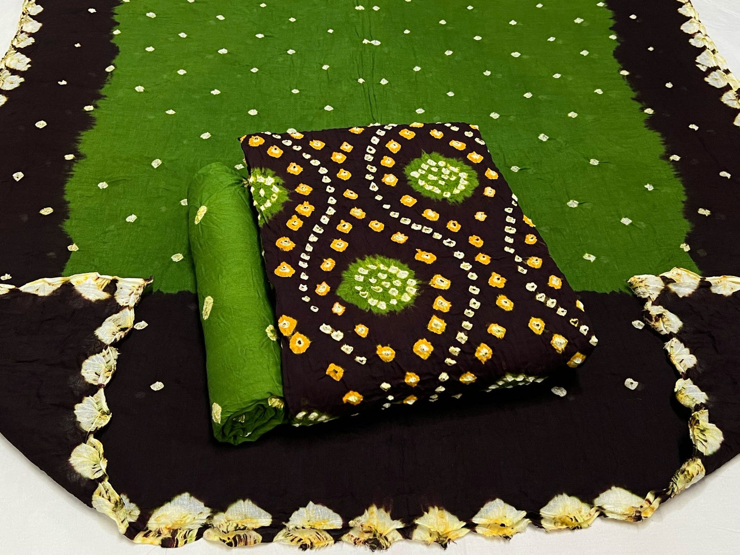 Best quality Bandhani Cotton Suit Set with Cotton Dupatta