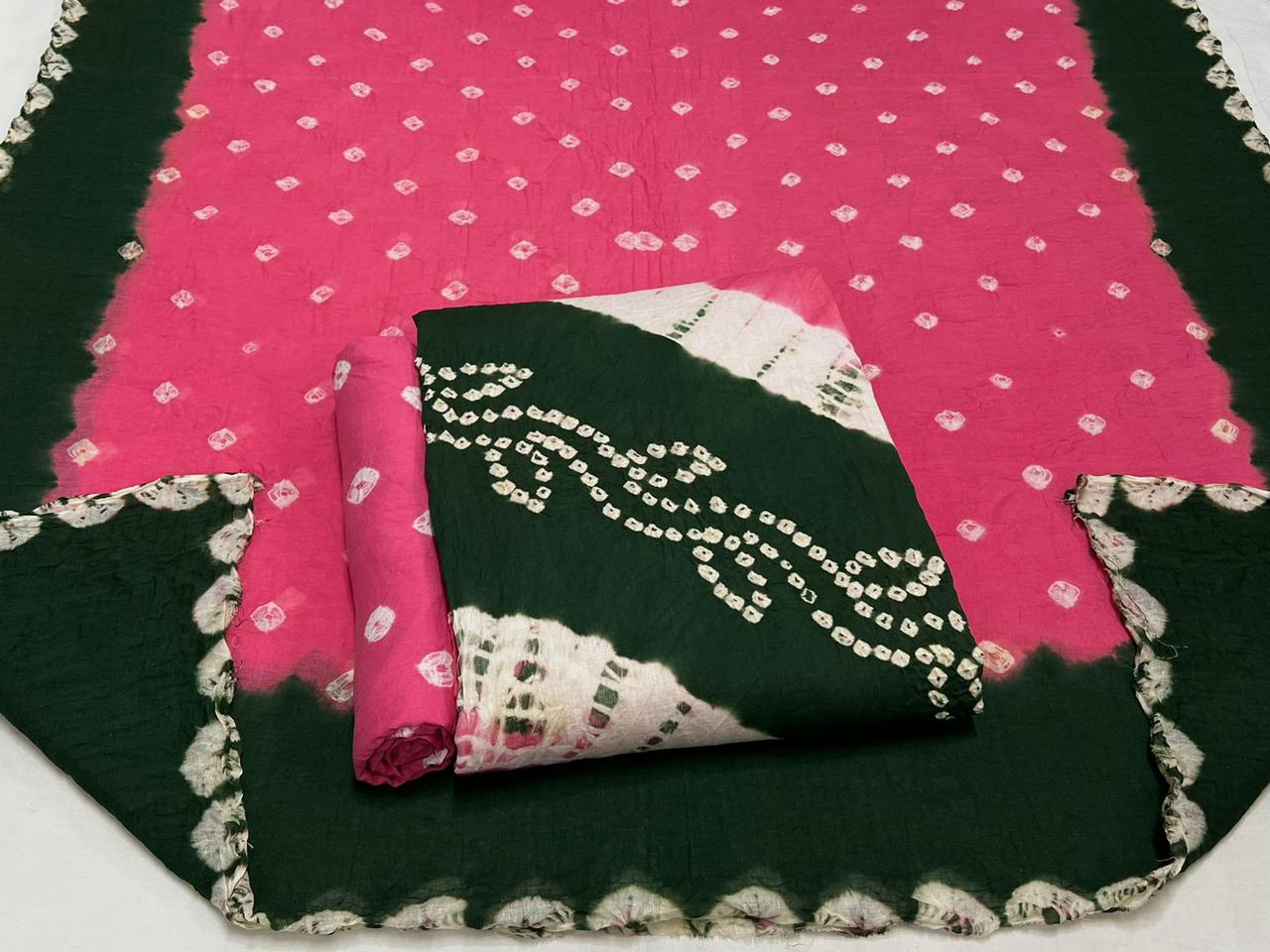 Best quality Bandhani Cotton Suit Set with Cotton Dupatta