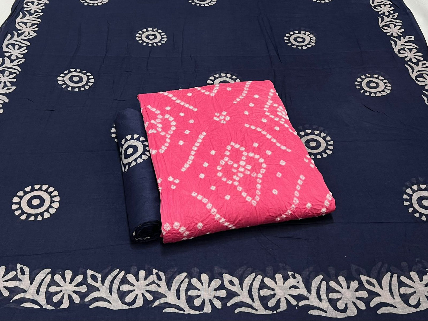 Best quality Bandhani Cotton Suit Set with Cotton Dupatta