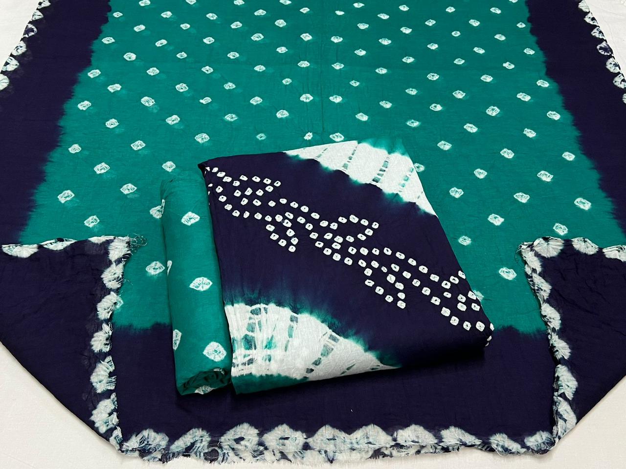 Best quality Bandhani Cotton Suit Set with Cotton Dupatta