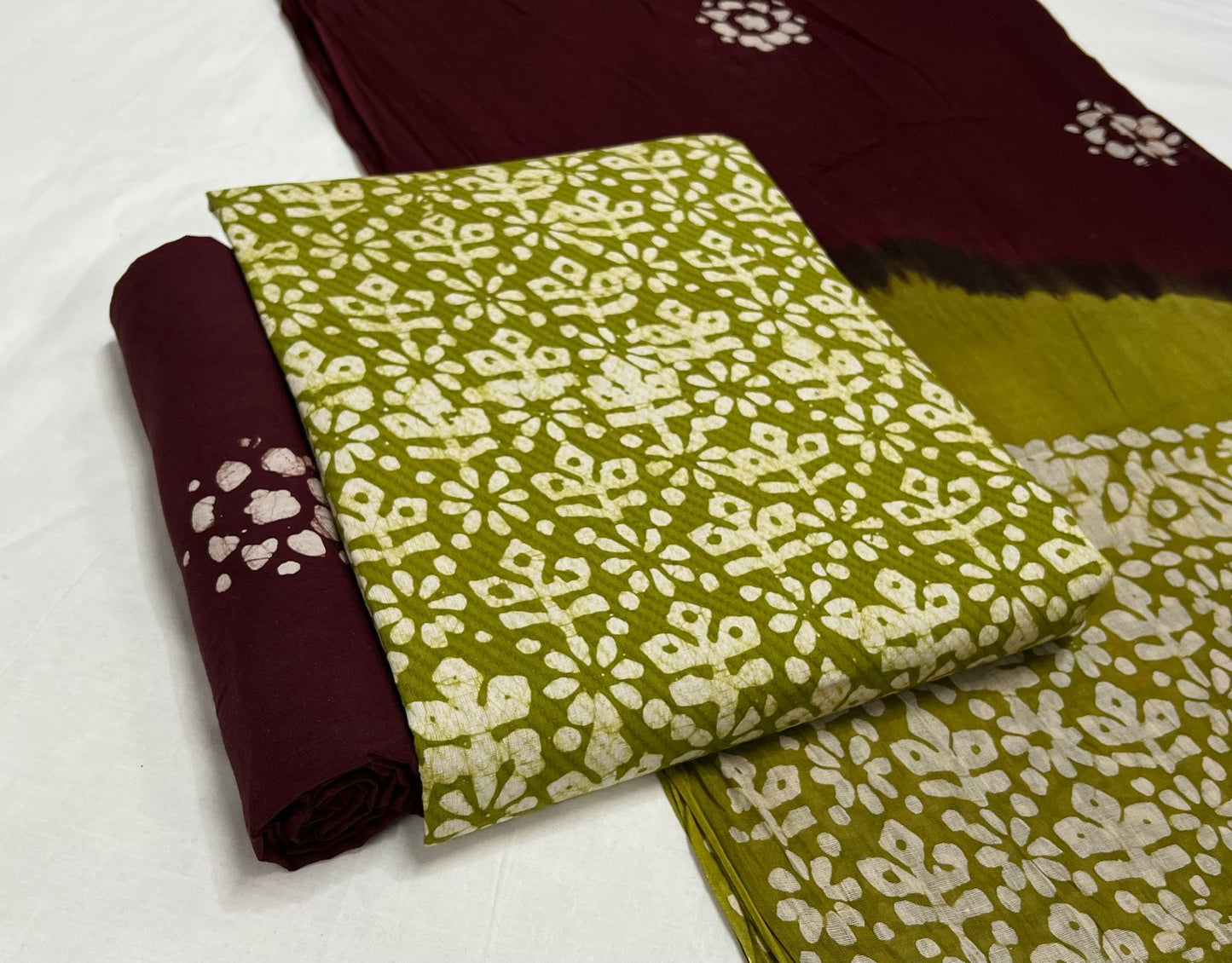 Batik Cotton Suit Set with Cotton Dupatta