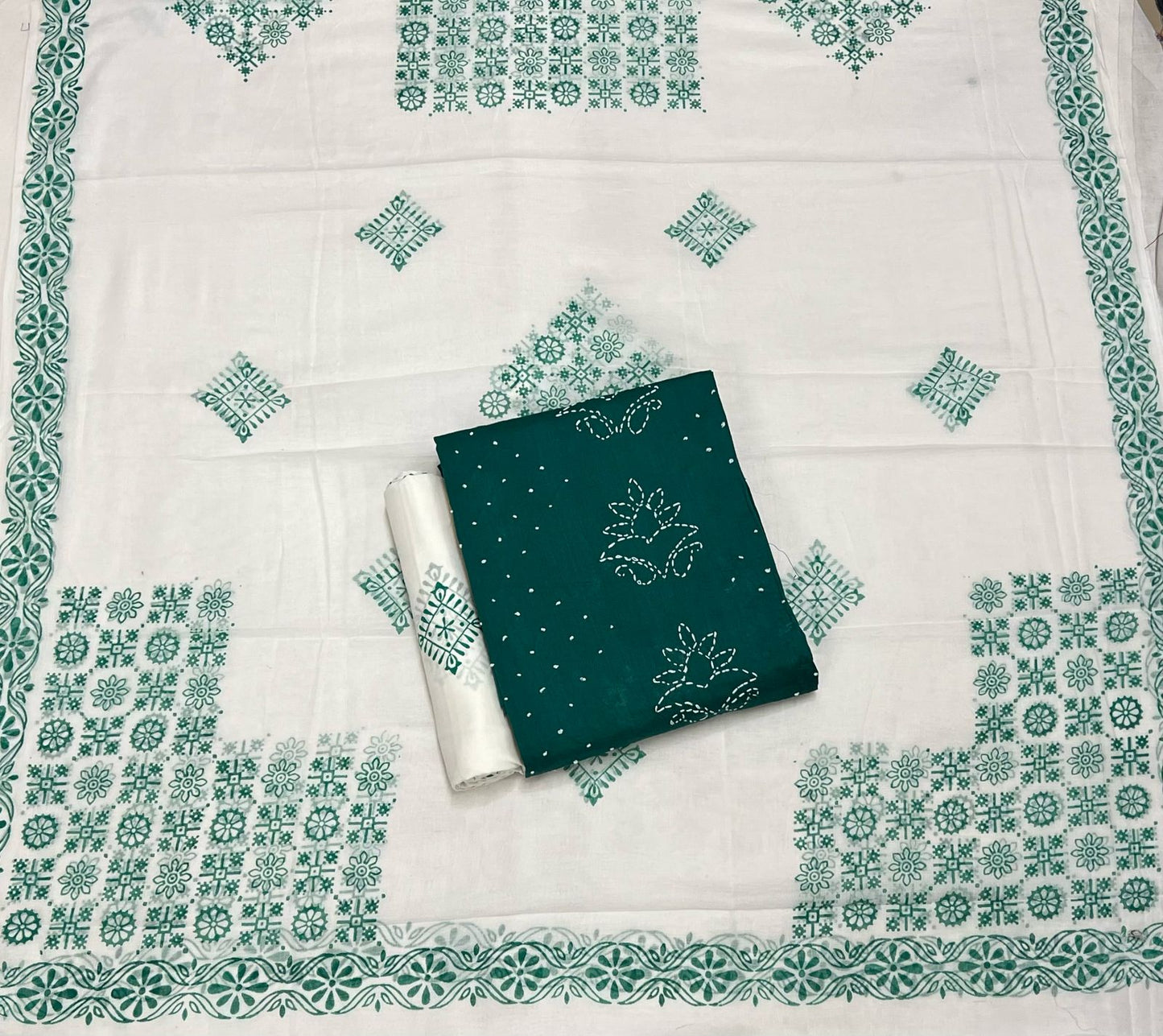 Hand Work Cotton Suit Set with Cotton Dupatta