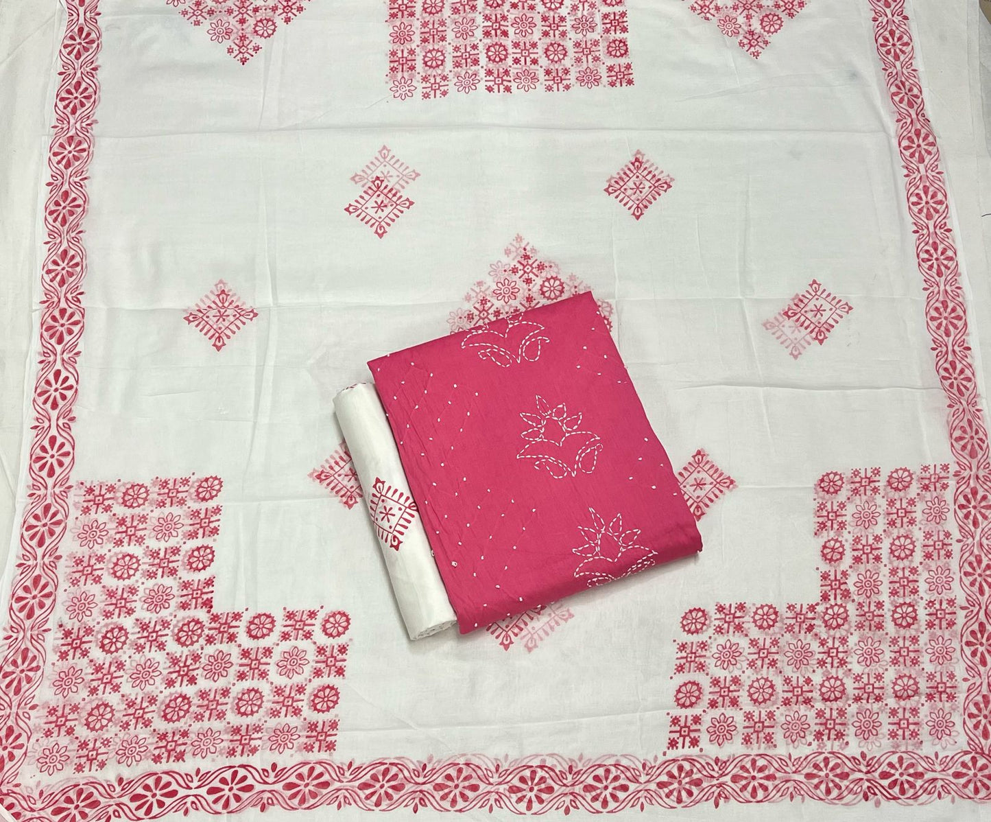 Hand Work Cotton Suit Set with Cotton Dupatta