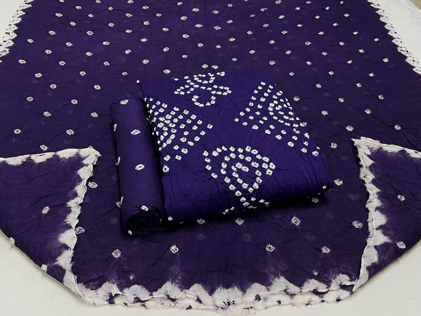 Best quality Bandhani Cotton Suit Set with Cotton Dupatta