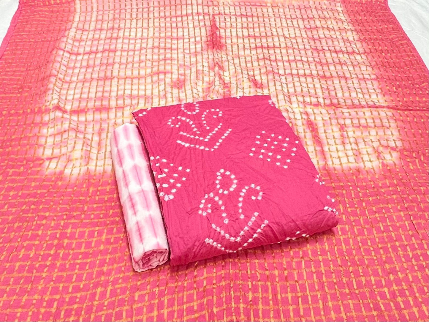 Best quality Bandhani Cotton Suit Set with Cotton Dupatta