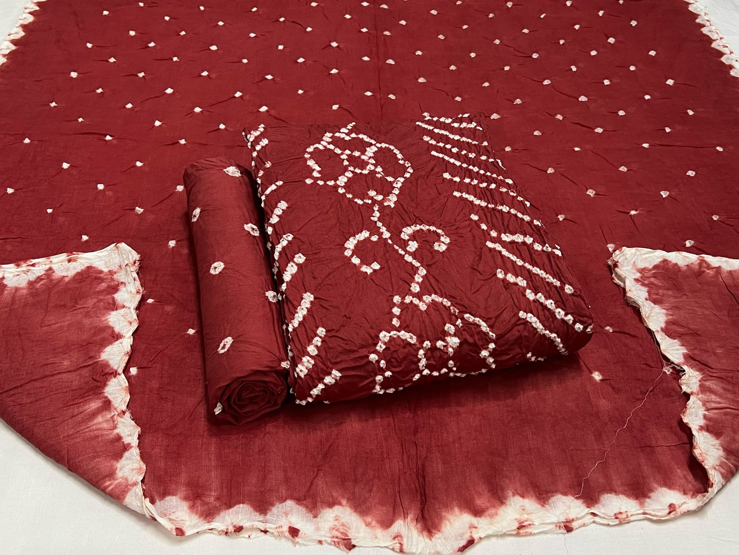 Best quality Bandhani Cotton Suit Set with Cotton Dupatta