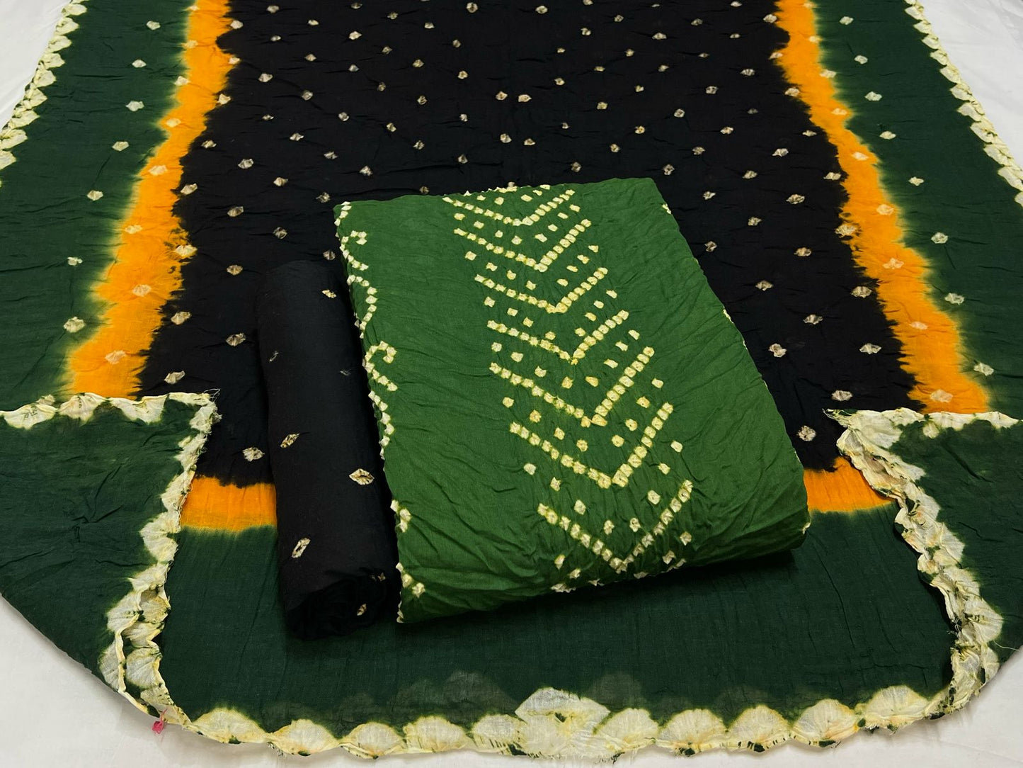 Best quality Bandhani Cotton Suit Set with Cotton Dupatta