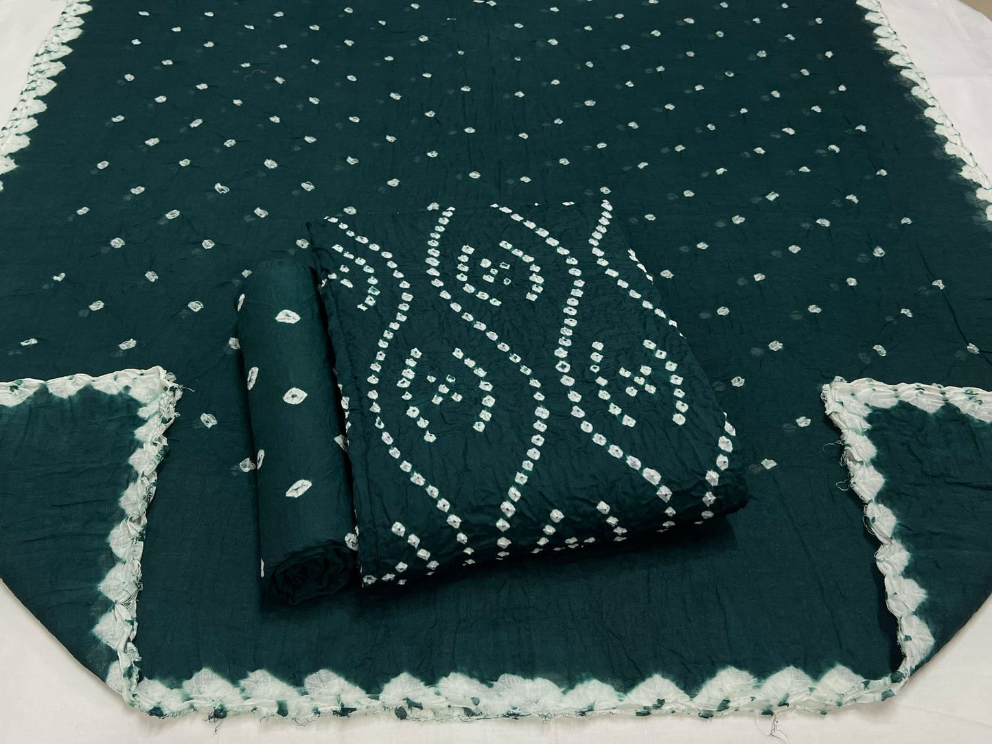 Best quality Bandhani Cotton Suit Set with Cotton Dupatta