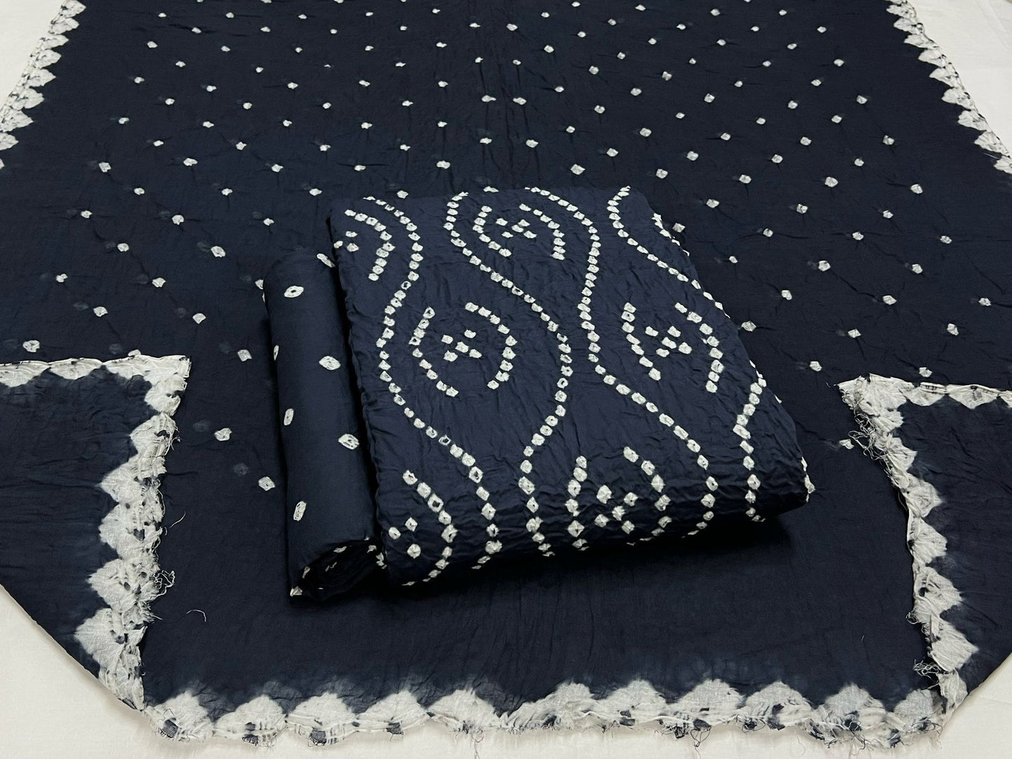 Best quality Bandhani Cotton Suit Set with Cotton Dupatta