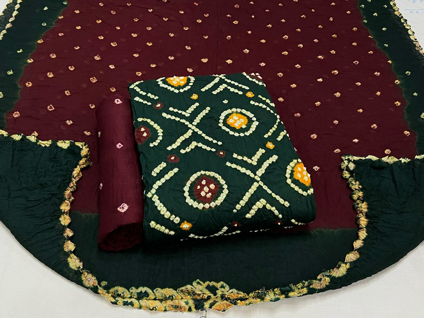 Best quality Bandhani Cotton Suit Set with Cotton Dupatta