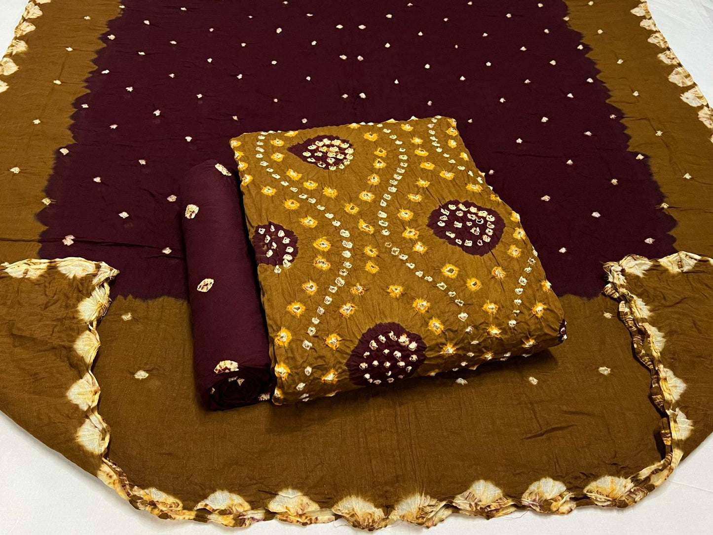 Best quality Bandhani Cotton Suit Set with Cotton Dupatta