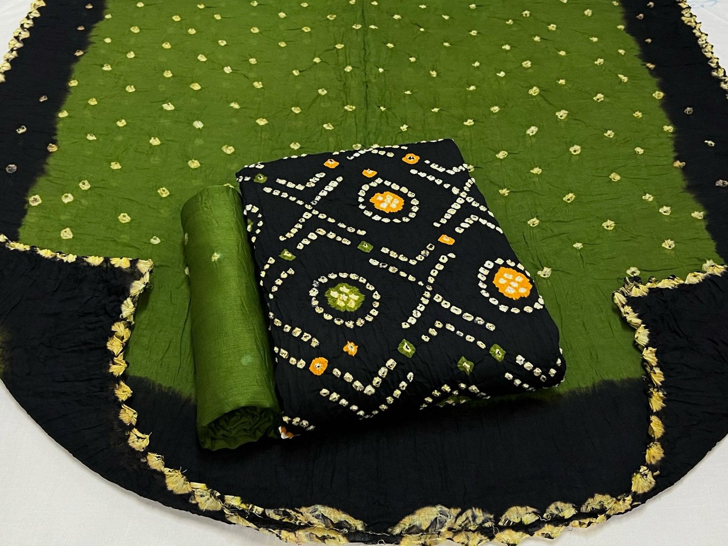 Best quality Bandhani Cotton Suit Set with Cotton Dupatta