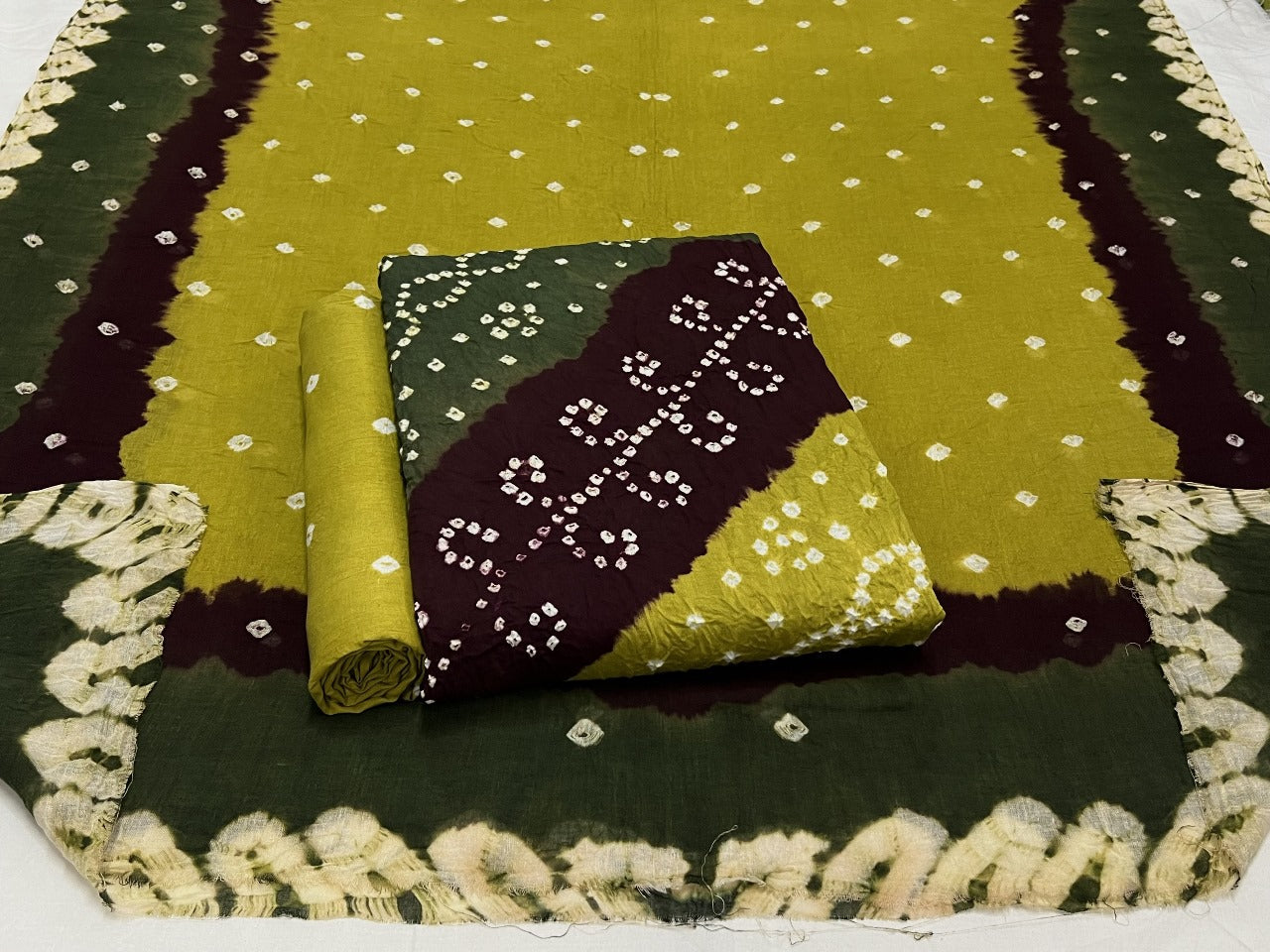 Best quality Bandhani Cotton Suit Set with Cotton Dupatta