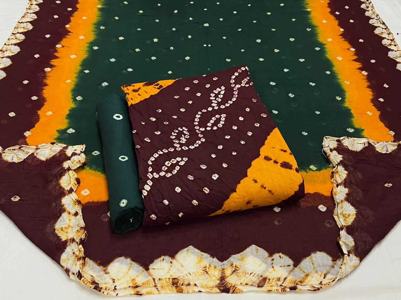 Best quality Bandhani Cotton Suit Set with Cotton Dupatta