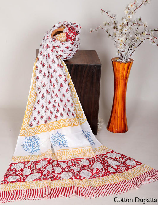 Bagru hand block printed Dupatta 