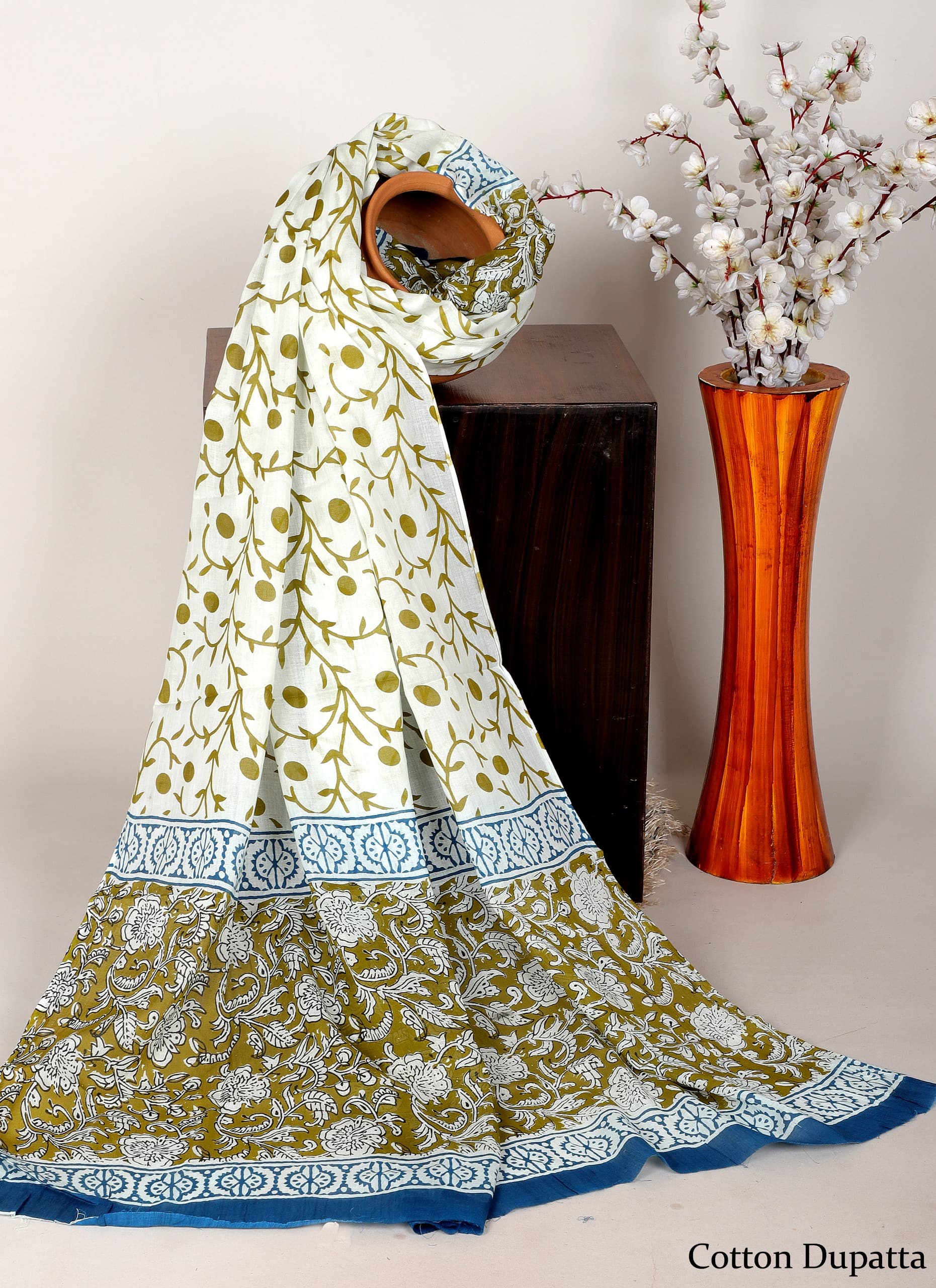 Bagru hand block printed Dupatta 