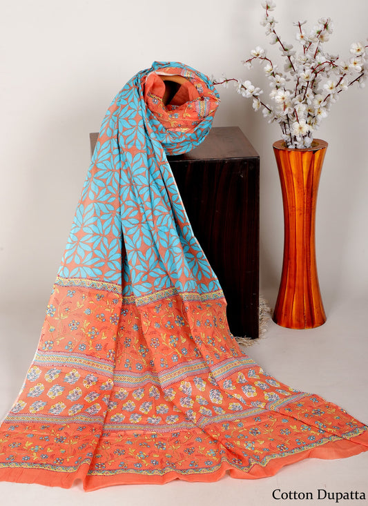 Bagru hand block printed Dupatta 