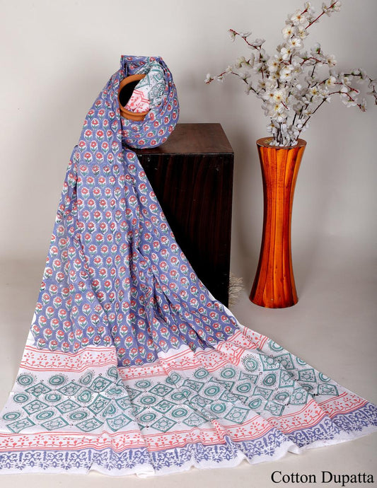 Bagru hand block printed Dupatta 