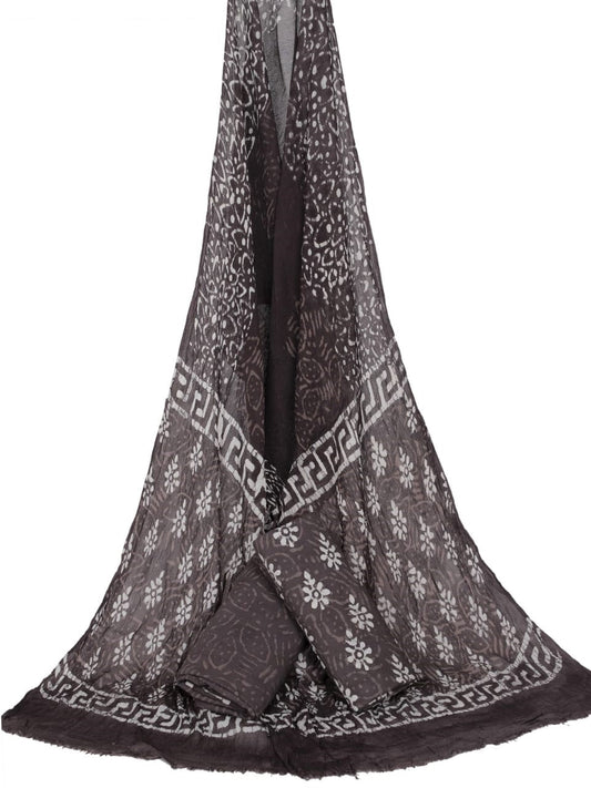 Bagru Hand Block Cotton Salwar Suit Set with Chiffon Dupatta  - TSPSCFGB1