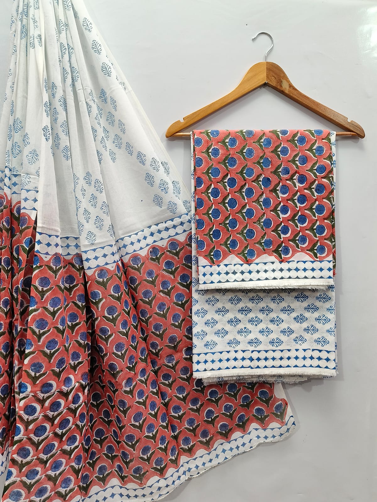 Hand Block Cotton Salwar Suit Set with Cotton Dupatta  - TSPSMVJ125