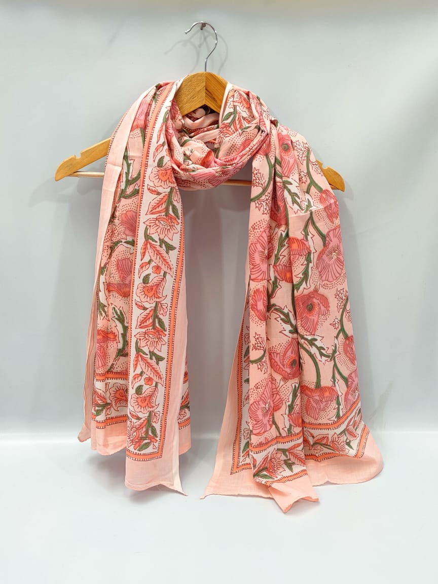 2 meter hand block printed Dupatta Stole