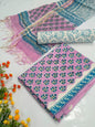 Hand Block Cotton Salwar Suit Set with Kota Doriya Dupatta  - TSPSKDVV7