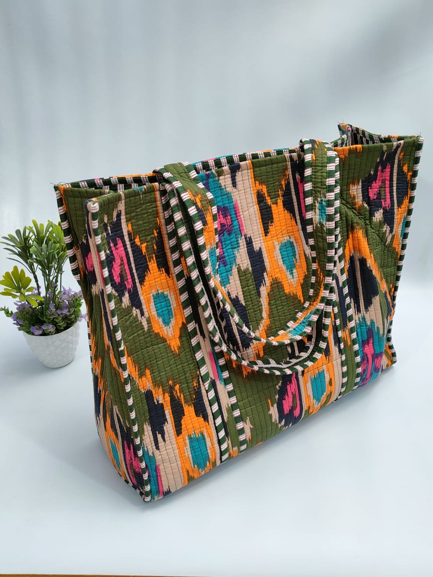 Quilted Tote Bag without zip - 17x18x 6 inches