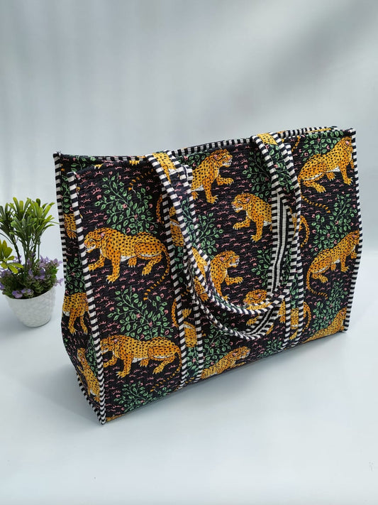 Quilted Tote Bag without zip - 17x18x 6 inches