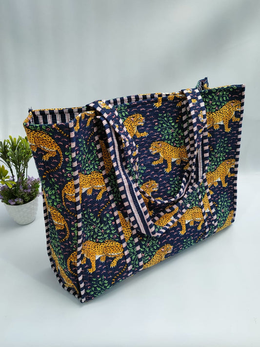 Quilted Tote Bag without zip - 17x18x 6 inches