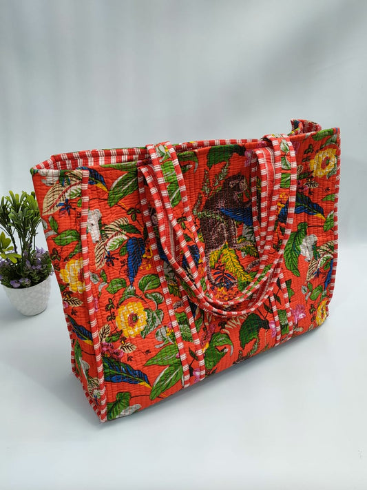 Quilted Tote Bag without zip - 17x18x 6 inches