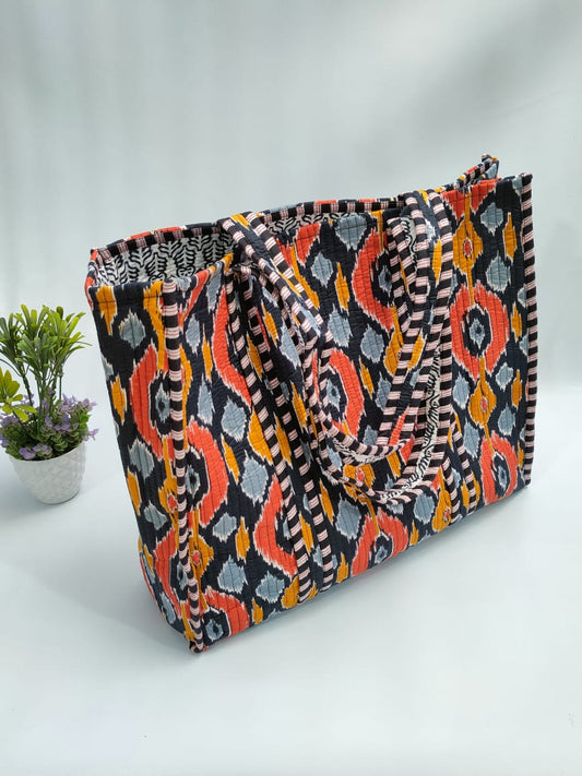 Quilted Tote Bag without zip - 17x18x 6 inches