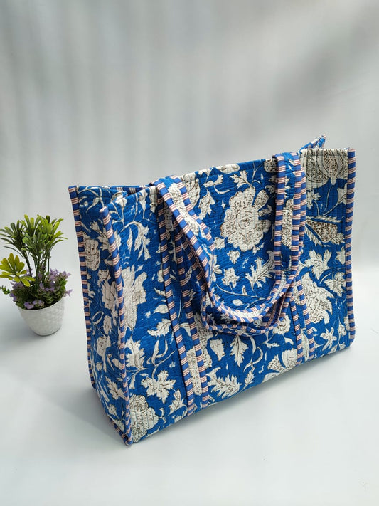Quilted Tote Bag without zip - 17x18x 6 inches