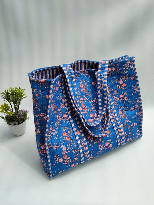Quilted Tote Bag without zip - 17x18x 6 inches