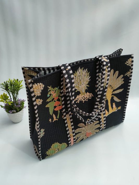 Quilted Tote Bag without zip - 17x18x 6 inches