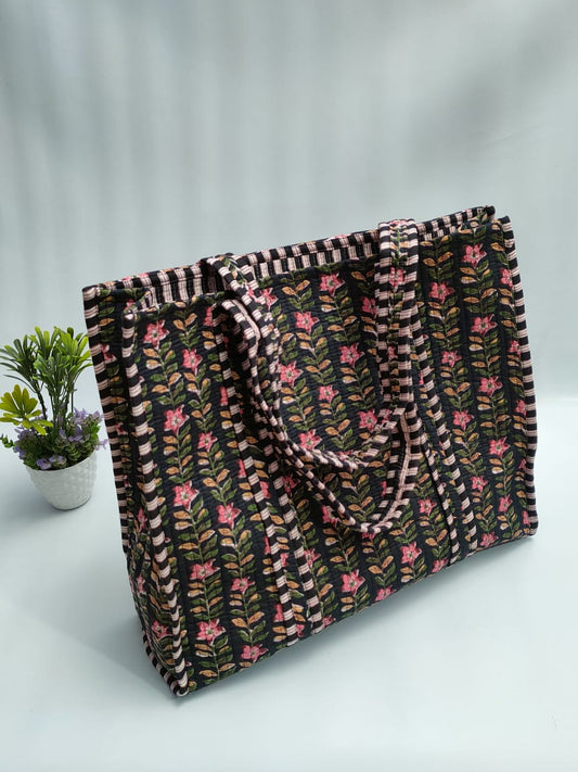 Quilted Tote Bag without zip - 17x18x 6 inches
