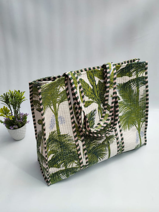 Quilted Tote Bag without zip - 17x18x 6 inches