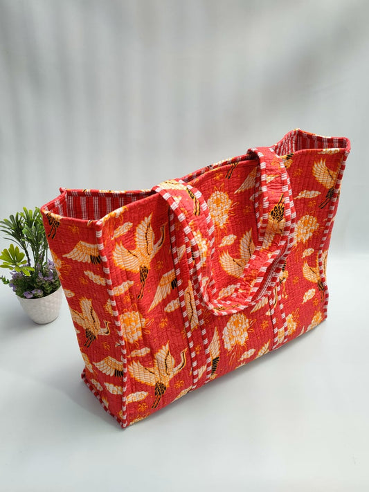 Quilted Tote Bag without zip - 17x18x 6 inches