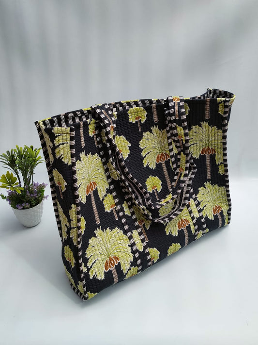 Quilted Tote Bag without zip - 17x18x 6 inches