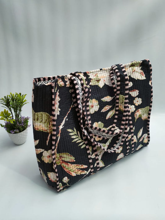 Quilted Tote Bag without zip - 17x18x 6 inches