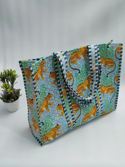 Quilted Tote Bag without zip - 17x18x 6 inches