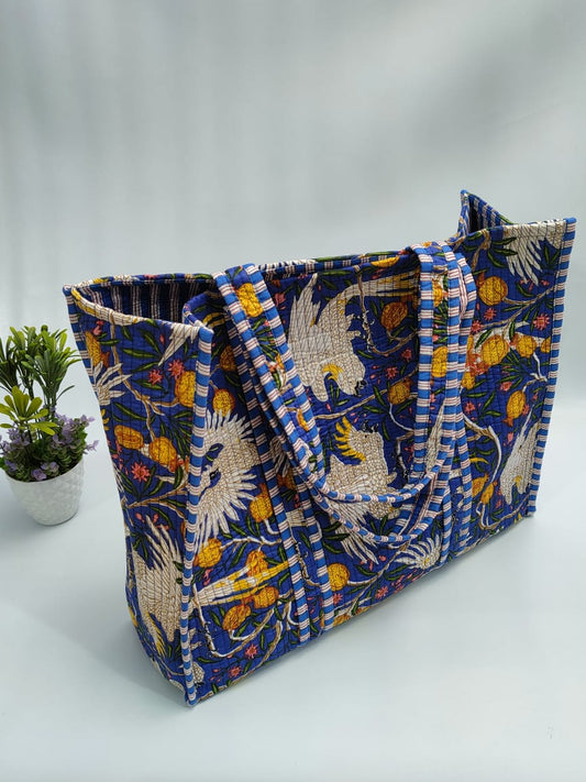 Quilted Tote Bag without zip - 17x18x 6 inches