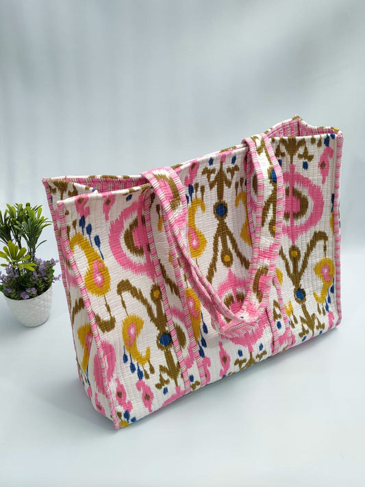 Quilted Tote Bag without zip - 17x18x 6 inches