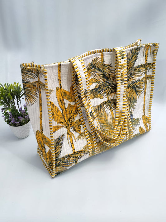 Quilted Tote Bag without zip - 17x18x 6 inches