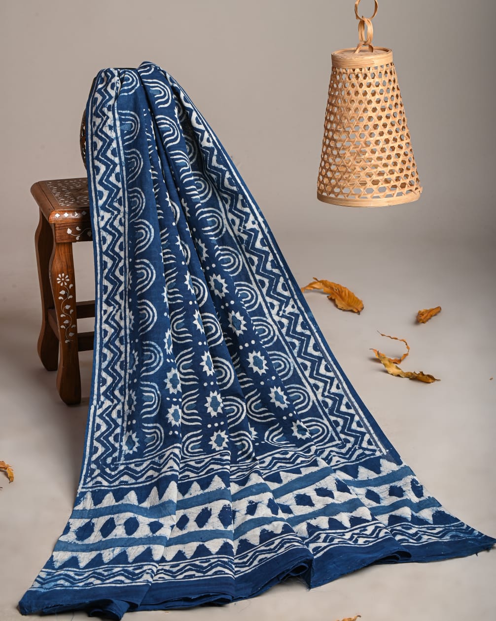 Mul-Cotton Bagru Hand Block Printed Dupatta  - TSPDM30