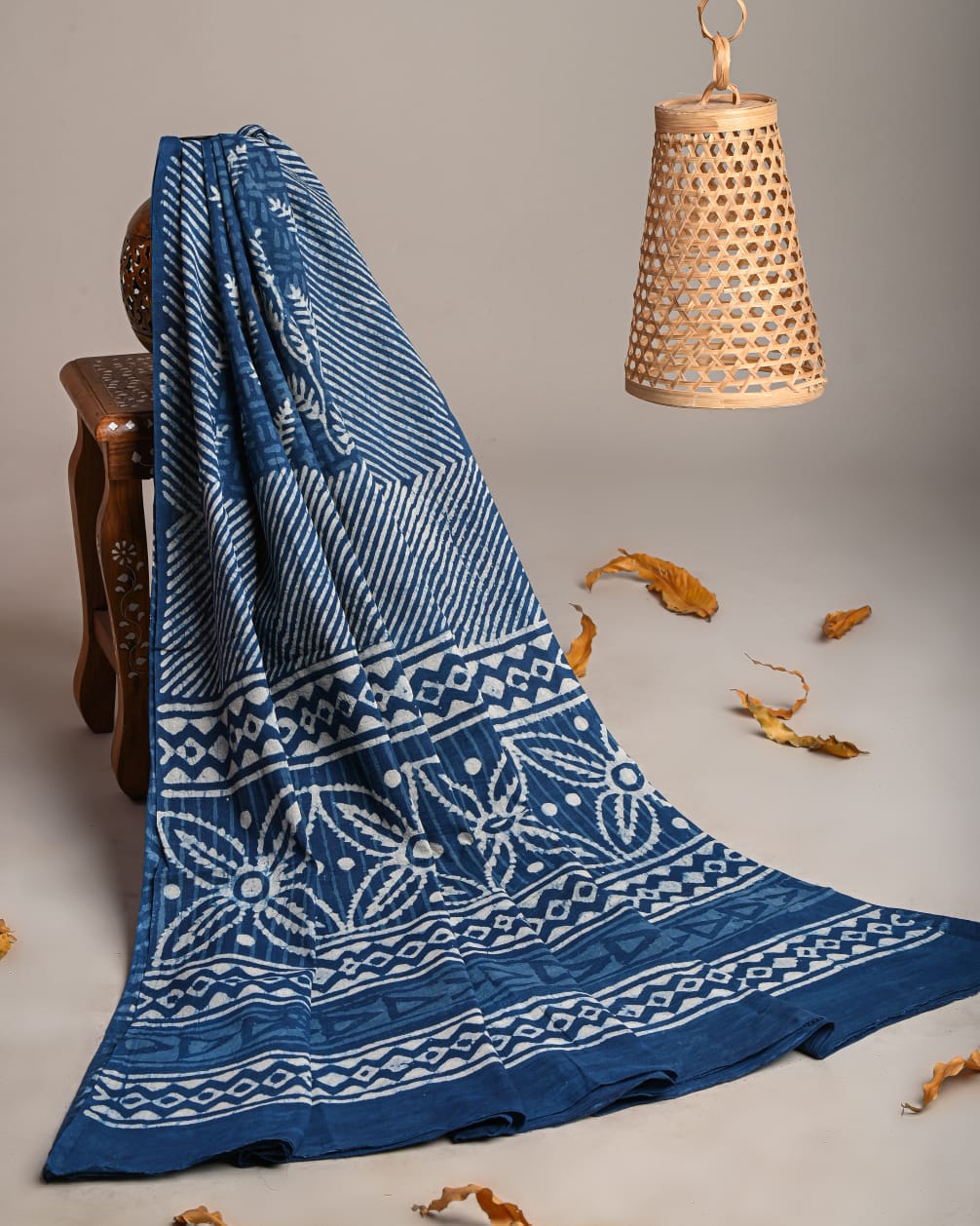 Mul-Cotton Bagru Hand Block Printed Dupatta  - TSPDM33