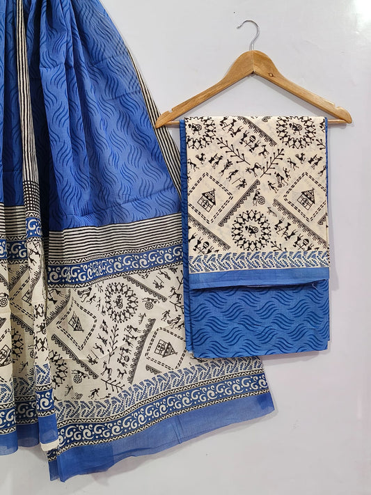 Cotton Screen Print Salwar Suit with Cotton Dupatta  - TSPSMVVSP4