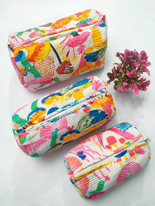 Set of 3 Pouches With A Waterproof Lining, Perfect For Cosmetics