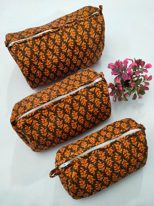 Set of 3 Pouches With A Waterproof Lining, Perfect For Cosmetics