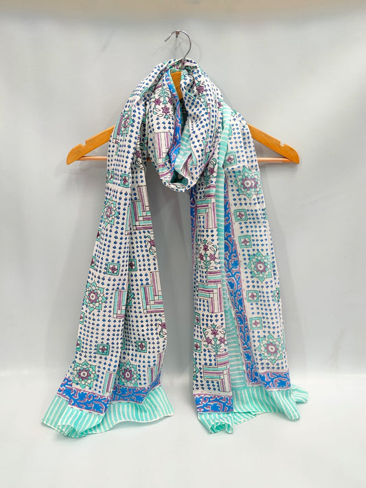 2 meter cotton Stole Dupatta Hand block printed